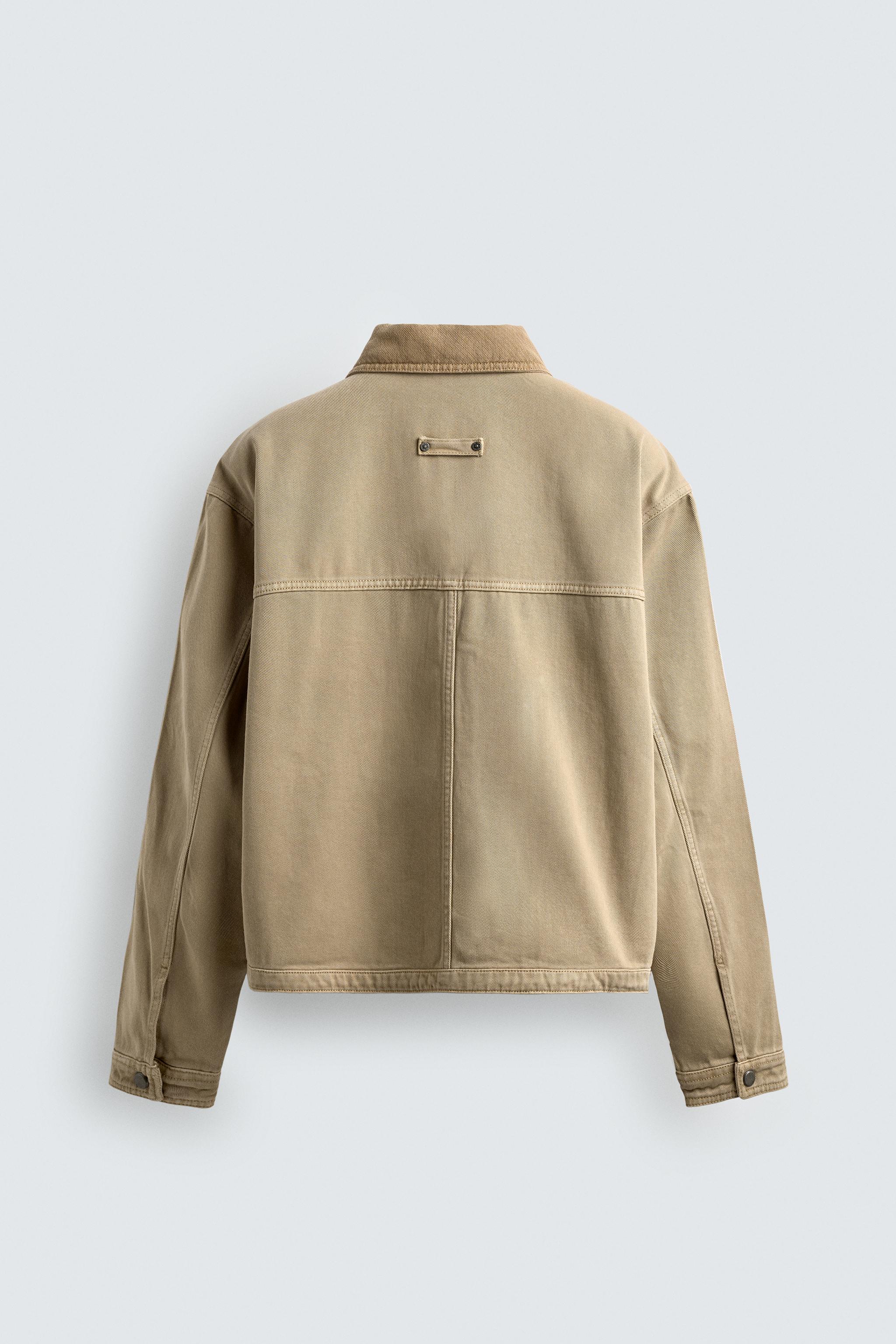 CROPPED FIT JACKET WITH CONTRAST COLLAR